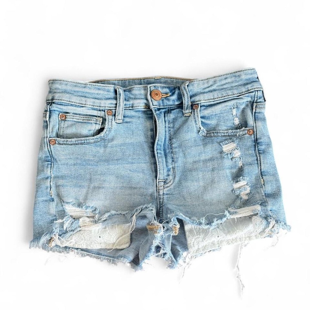 American Eagle Outiftters Hi RIse Shortie Blue Denim